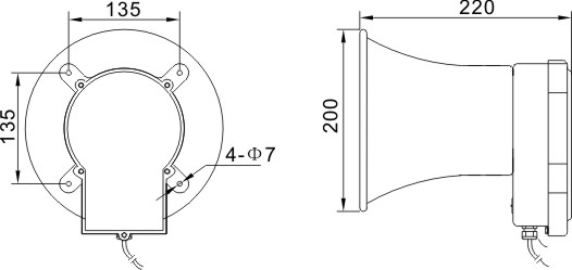 YHC5-1 Horn speaker dimension