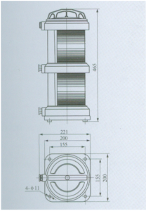 CXH1-101P Double-deck Starboard light size drawing